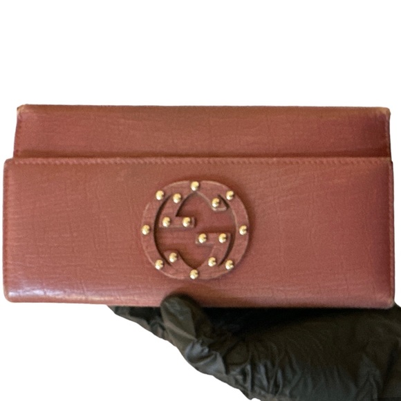 Gucci Handbags - Authentic Gucci Pink/ Mauve Double Interlocking G Studs  Long Wallet